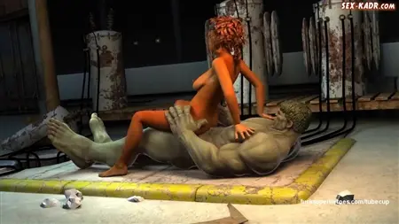 Hulk chupa suavemente a un miembro de su novia de piel roja